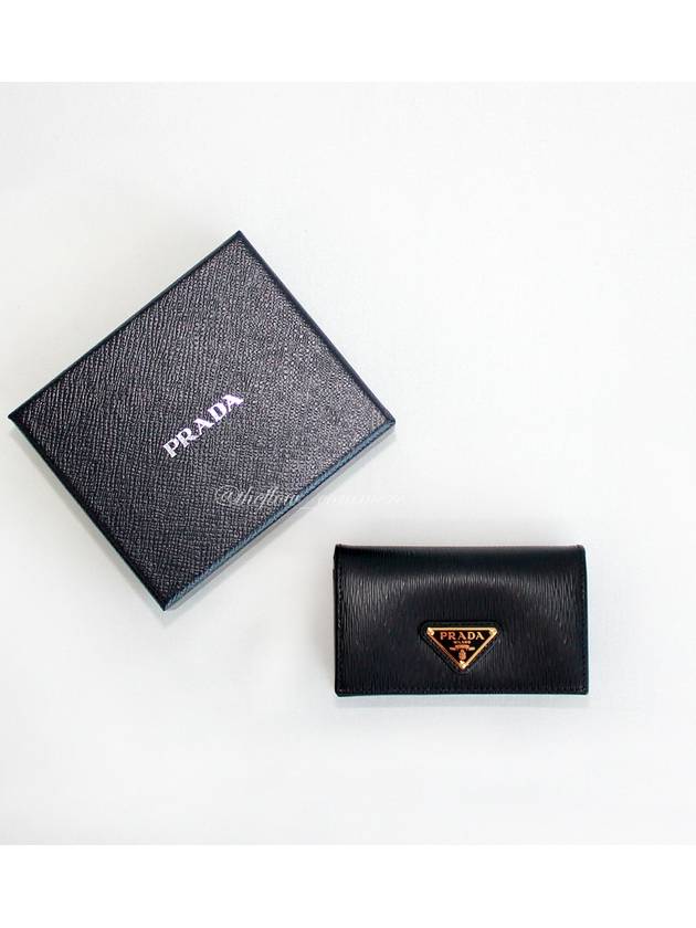 Vitello Move Triangle Logo Card Wallet Black - PRADA - BALAAN 2