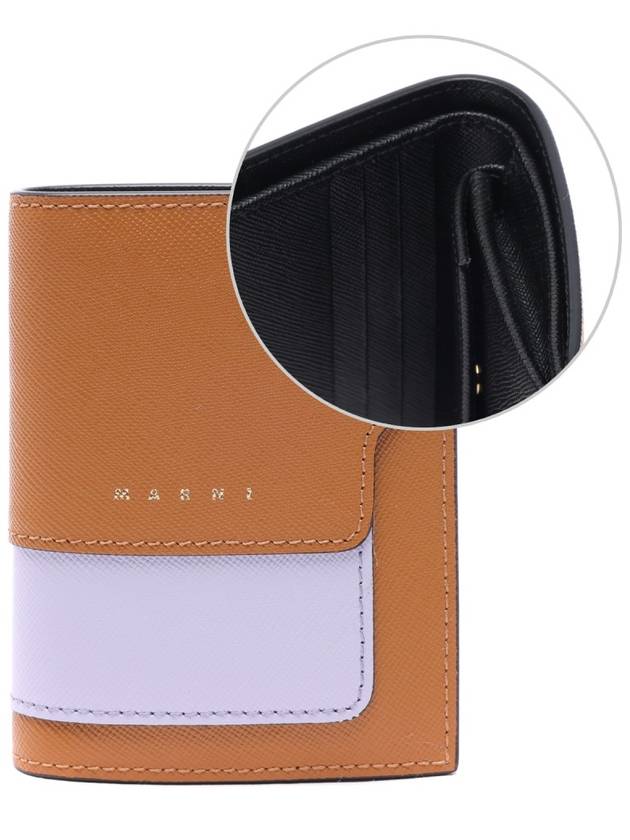 Saffiano Color Block Half Wallet Brown - MARNI - BALAAN 2