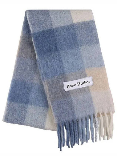 Check Mohair Muffler Beige Pastel Blue - ACNE STUDIOS - BALAAN 1