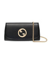 Women's Blondie Continental Chain Leather Long Wallet Black - GUCCI - BALAAN 2