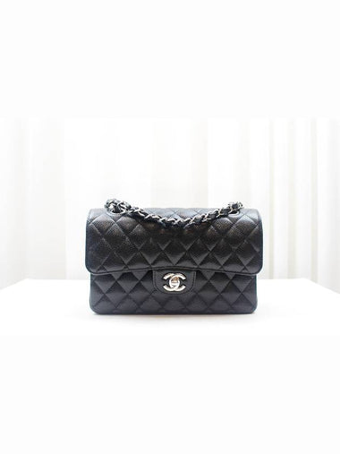 Classic Caviar Small Silver Chain Shoulder Bag Black A01113 - CHANEL - BALAAN 1