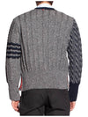 Funmix Donnyroll Cable 4 Bar V-Neck Cardigan Medium Grey - THOM BROWNE - BALAAN 6