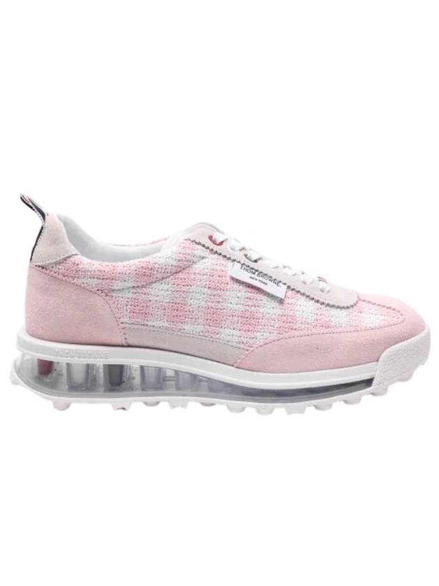 Gingham Boucle Clear Sole Tech Runner Low Top Sneakers Light Pink - THOM BROWNE - BALAAN 1