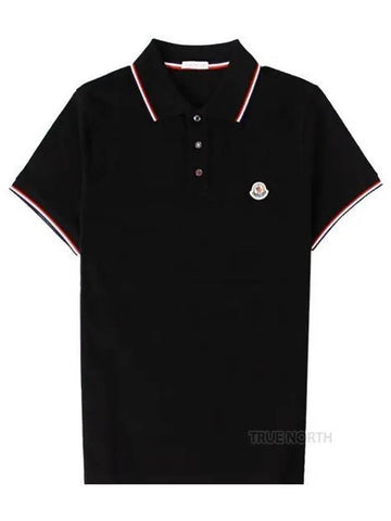 Men s 8A70300 84556 999 Logo Patch Polo T Shirt Black 1061219 - MONCLER - BALAAN 1