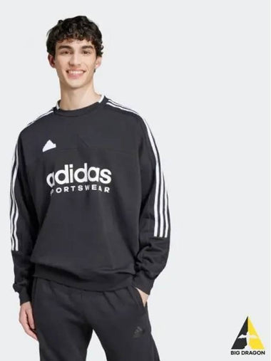 Men s T shirt Fleece Crew Neck BLACKwhite - ADIDAS - BALAAN 1