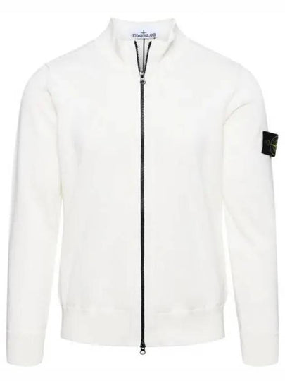 Wappen Patch Cotton Zip-Up Cardigan White - STONE ISLAND - BALAAN 2