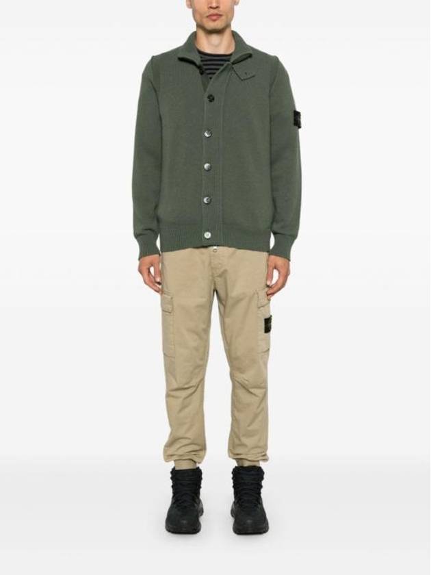 Wappen High Neck Button Up Wool Cardigan Green - STONE ISLAND - BALAAN 6