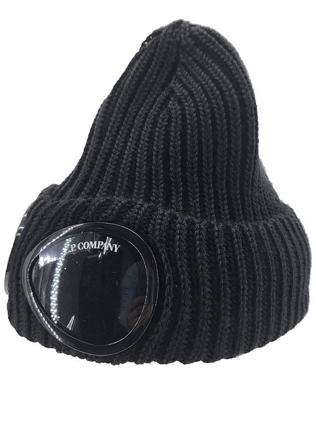 Extra Fine Merino Wool Goggle Beanie Black - CP COMPANY - BALAAN 4