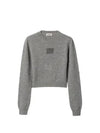 Embroidered Logo Cashmere Knit Top Grey - MIU MIU - BALAAN 2