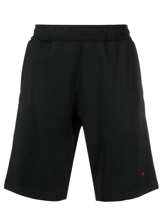 Men's Marina Logo Embroidered Track Shorts Black - STONE ISLAND - BALAAN.