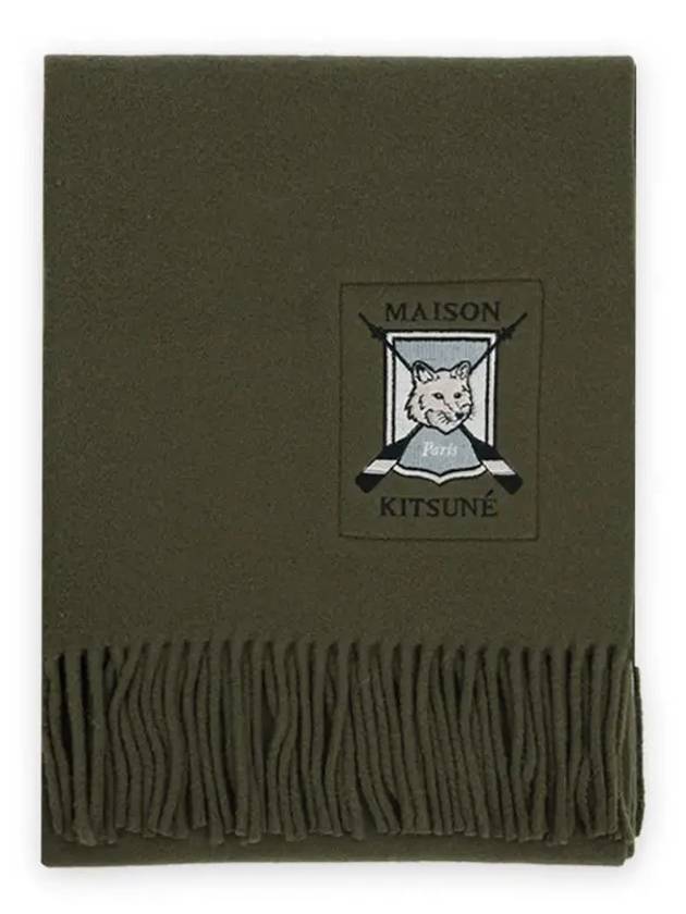 College Fox Blazon Muffler Khaki - MAISON KITSUNE - BALAAN 2