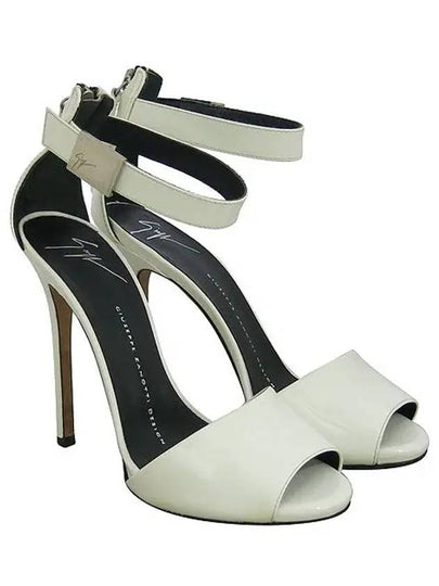 White patent silver logo decoration women s open toe high heel sandals - GIUSEPPE ZANOTTI - BALAAN 2