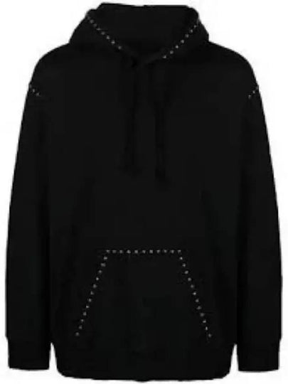 Studded Drawstring Kangaroo Pocket Hoodie Black - MAISON MARGIELA - BALAAN 2