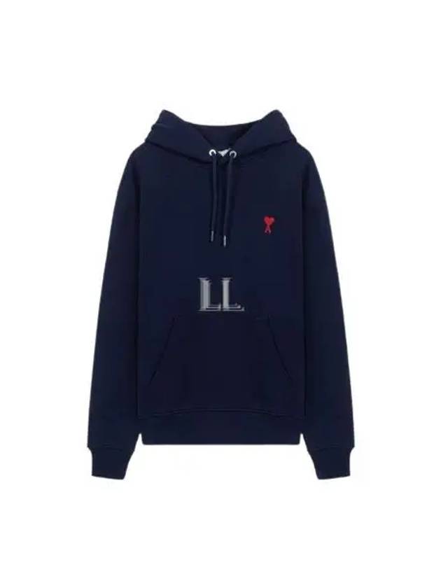 Small Heart Logo Cotton Hoodie Blue - AMI - BALAAN 2