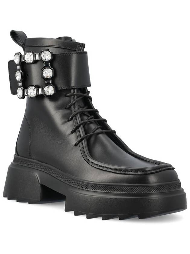 Wallaviv Leg Strap Leather Worker Boots Black - ROGER VIVIER - BALAAN 3