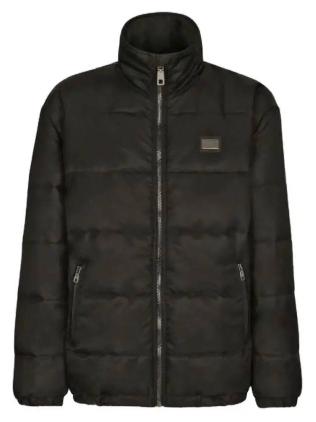 Logo Patch Zipper Down Jacket Black - DOLCE&GABBANA - BALAAN 2