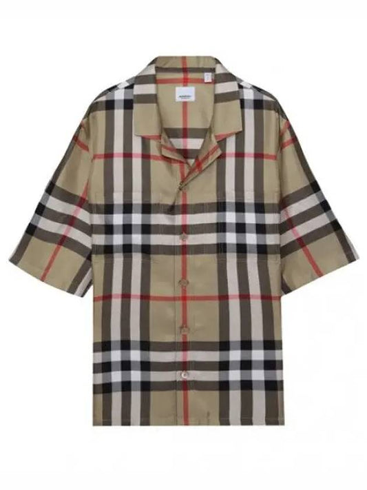 Short Sleeve Check Silk Shirt Men s - BURBERRY - BALAAN 1