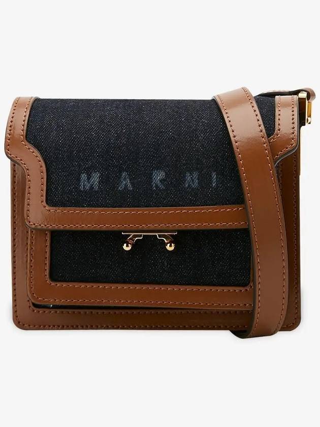 Denim Leather Trunk Cross Bag Brown - MARNI - BALAAN 3