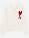 Red Logo Wool Overfit Knit Top White - AMI - BALAAN 2