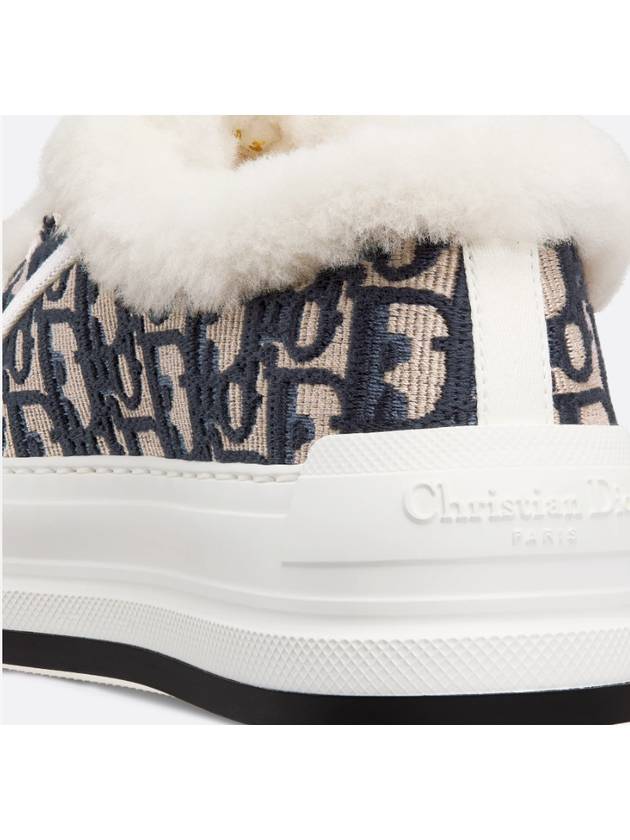 Walk'n'Dior Platform Oblique Embroidered Cotton Shearling Low Top Sneakers Deep Blue - DIOR - BALAAN 11