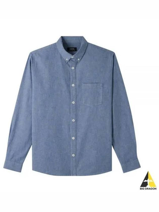 Chemise Edouard Logo Washing Denim Long Sleeve Shirt Blue - A.P.C. - BALAAN 2