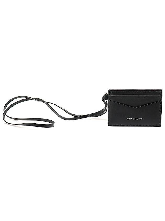 Black leather lettering logo 4G strap card wallet - GIVENCHY - BALAAN 1