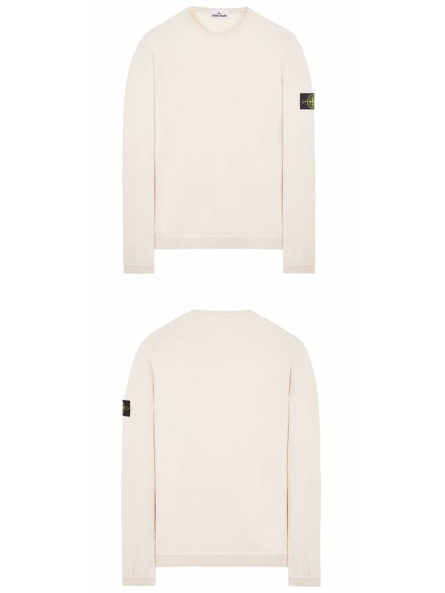 Embroidered Logo Crew Neck Lambswool Knit Top Ivory - STONE ISLAND - BALAAN 5