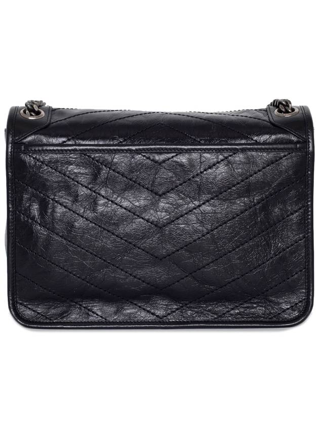 Nikki Medium Krinkle Vintage Leather Shoulder Bag Black - SAINT LAURENT - BALAAN 5