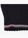 Women's Pointel Cable Merino Wool Pullover Knit Top Navy - THOM BROWNE - BALAAN 5