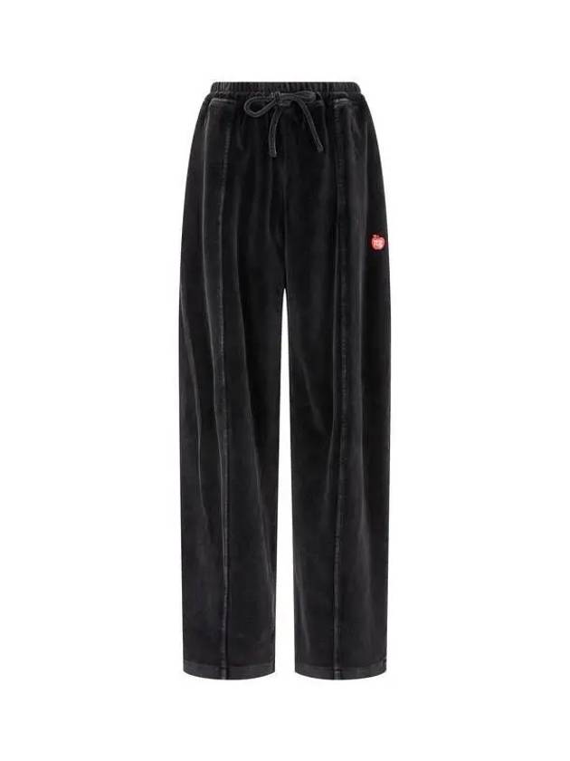 Apple Logo Velor Track Pants Washed Black - ALEXANDER WANG - BALAAN 1