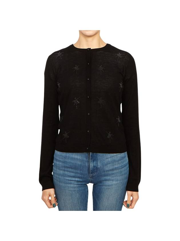 Grolla Ballerina Motif Silk Wool Cardigan Black - MAX MARA - BALAAN 1