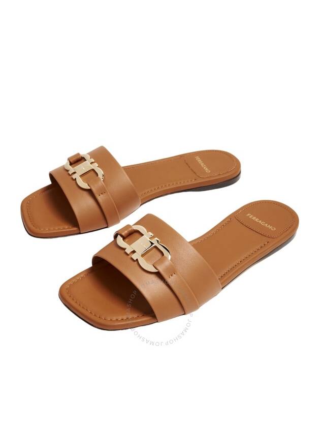 Gancini Ornament Flat Slide Brown - SALVATORE FERRAGAMO - BALAAN 3