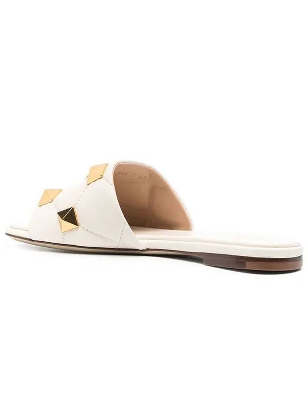 Roman Stud Slippers White - VALENTINO - BALAAN.