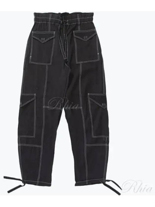 High Waist Cargo Track Pants Black - GANNI - BALAAN 2