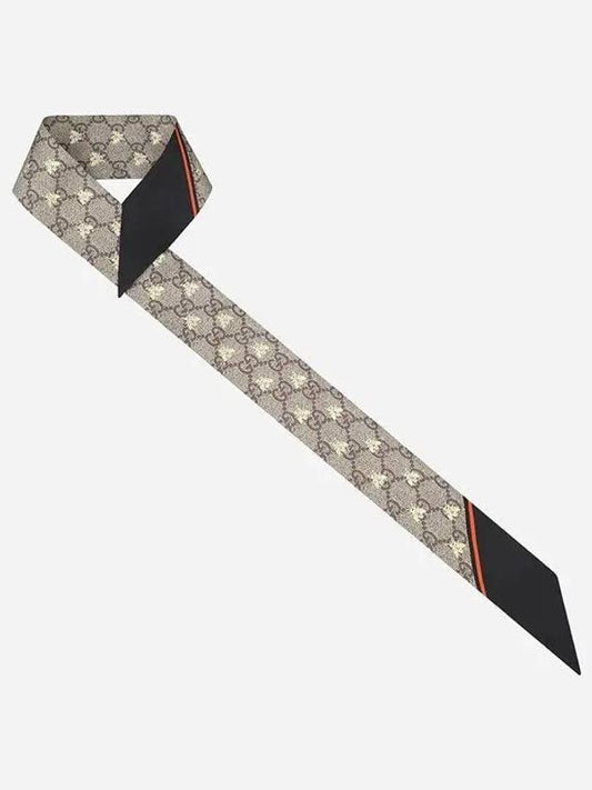 GG Bee Motif Silk Neck Bow Scarf Beige Black - GUCCI - BALAAN 2