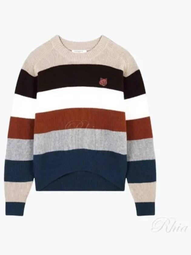 Women s Bold Foxhead Patch Knitwear Knit LW00808KT1093 MULTICO STRIPES - MAISON KITSUNE - BALAAN 1