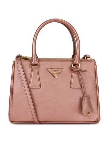 Galleria Saffiano Leather Small Tote Bag Dark Pink Gold - PRADA - BALAAN 1