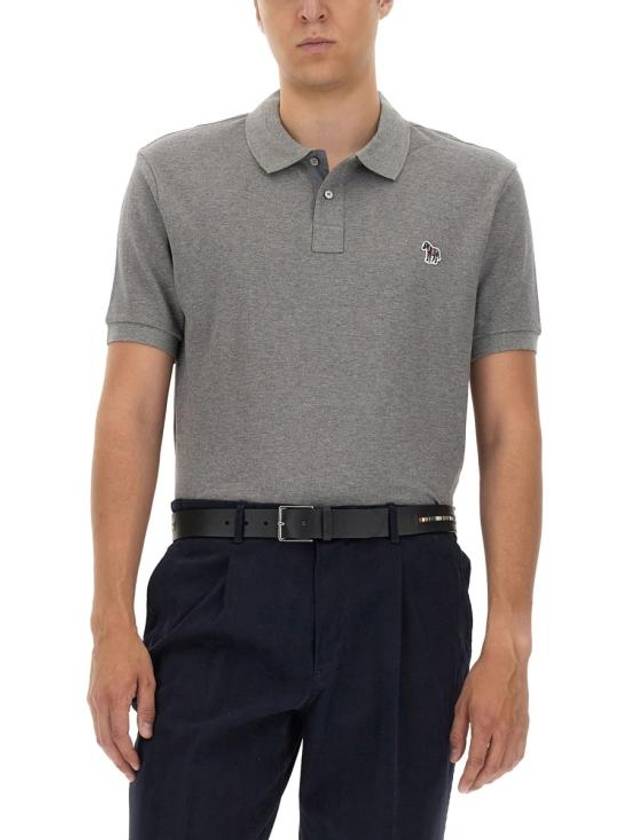 Regular Fit Zebra Logo Short Sleeve Polo Shirt Grey - PAUL SMITH - BALAAN 3