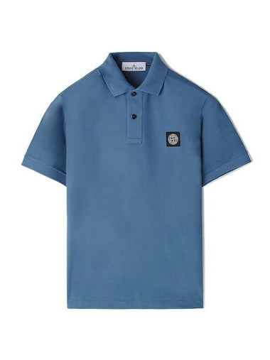 Pique Stretch Cotton Short Sleeve Polo Shirt Dark Blue - STONE ISLAND - BALAAN 1