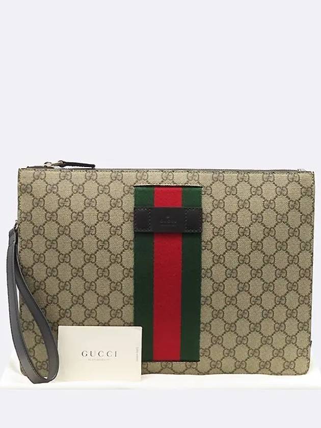 433665 GG Logo PVC Supreme Canvas Web Tricolor Stitch Clutch Wrist Strap - GUCCI - BALAAN 1