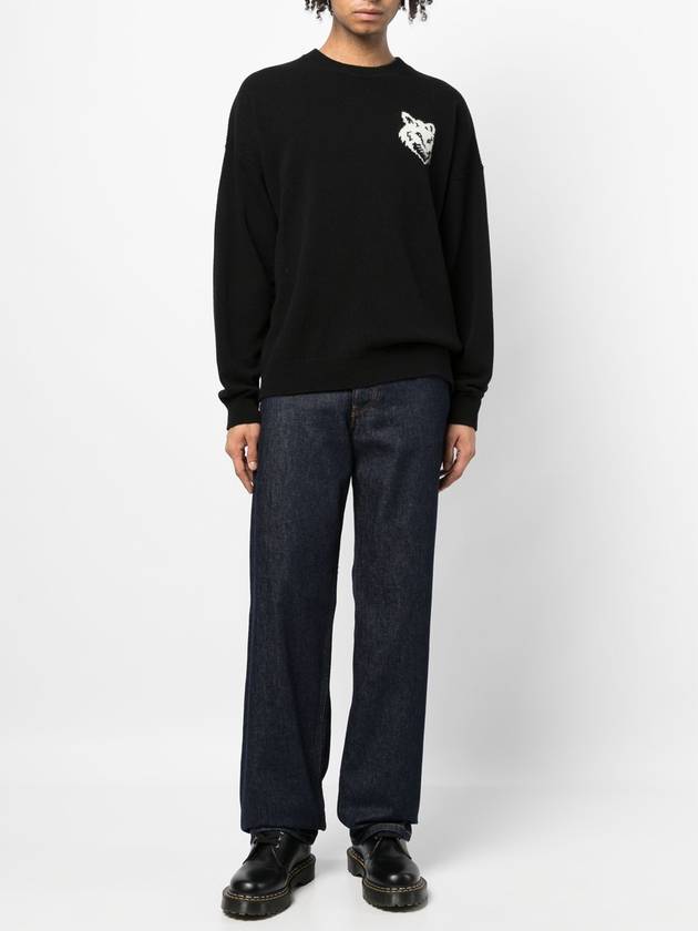 Intarsia Fox Head Comfort Knit Top Black - MAISON KITSUNE - BALAAN 3