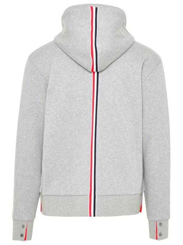 Center Back Stripe Cotton Zip Up Hoodie Light Grey - THOM BROWNE - BALAAN 4