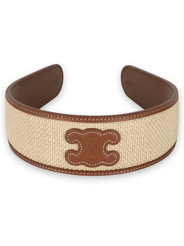 Triomphe Raphia Calfskin Headband Natural Tan - CELINE - BALAAN 3