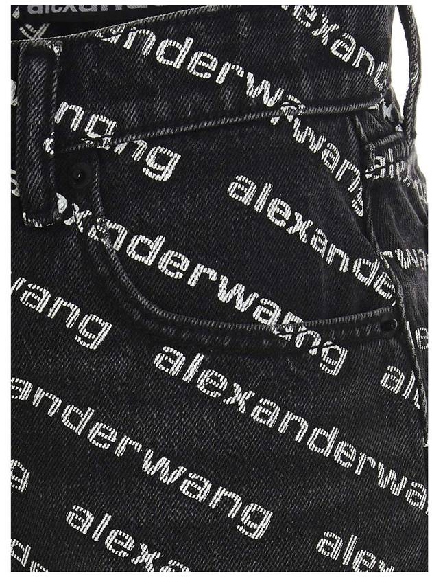 Grey Age Denim Bite Logo Shorts Black - ALEXANDER WANG - BALAAN 6