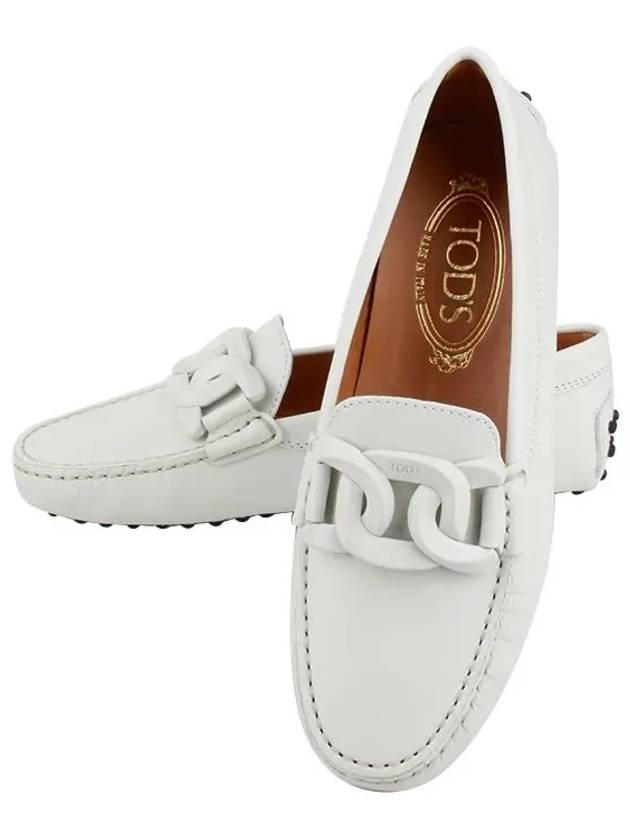 Women's Kate Gommino Leather Driving Shoes White - TOD'S - BALAAN.
