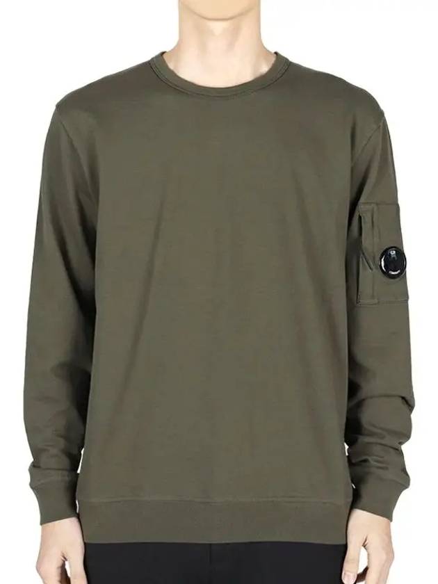 Light Fleece Crew Neck Sweatshirt Green - CP COMPANY - BALAAN 3