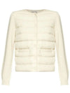 Logo Patch Mix Padded Wool Zip-Up Cardigan White - MONCLER - BALAAN 2