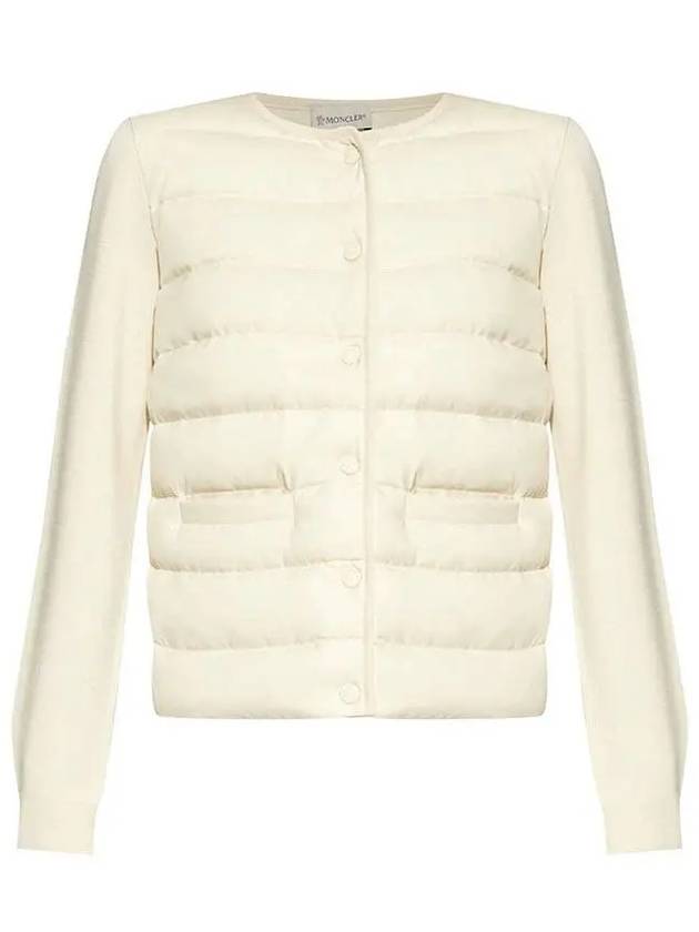 Logo Patch Mix Padded Wool Zip-Up Cardigan White - MONCLER - BALAAN 2