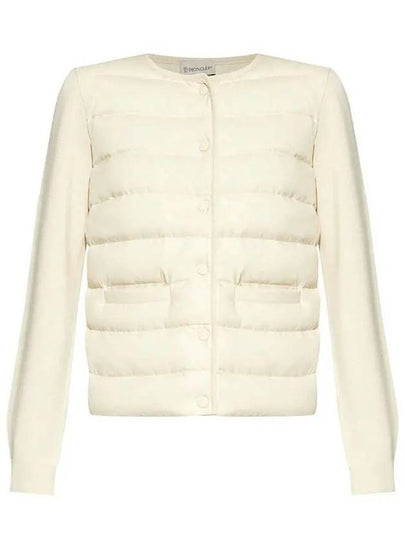 Logo Patch Mix Padded Wool Zip-Up Cardigan White - MONCLER - BALAAN 2