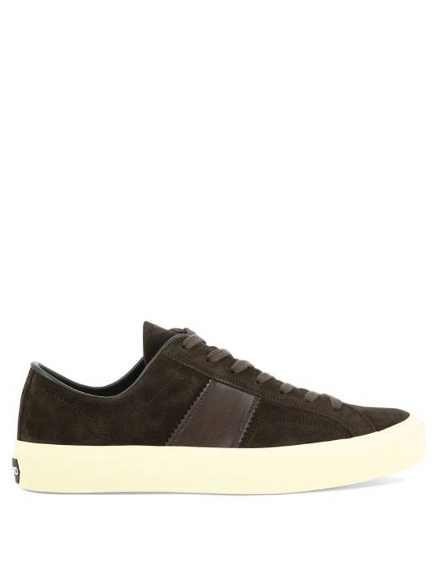 Logo Detail Suede Low Top Sneakers Brown - TOM FORD - BALAAN 2